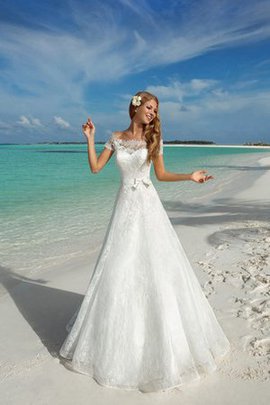 Robe de mariée romantique ceinture a plage cordon en dentelle