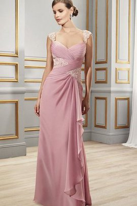 Robe de bal col en reine avec chiffon avec zip appliques jusqu'au sol