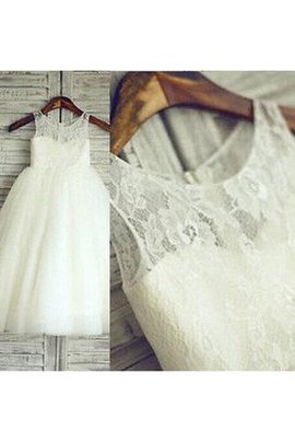 Robe de cortège enfant naturel manche nulle longueur au niveau de sol en tulle ligne a