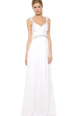 Robe de mariée avec cristal de traîne courte en satin avec perle col élisabéthain