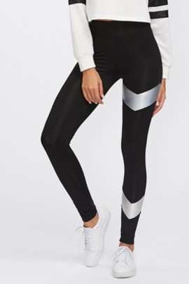 Legging avec imprimé chevron veste métallique