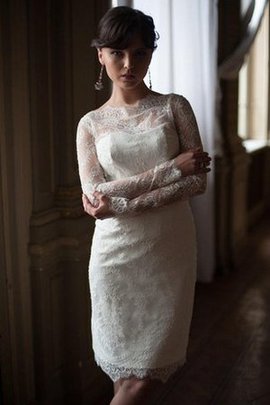 Robe de mariée simple festonné de fourreau de col haut avec manche longue