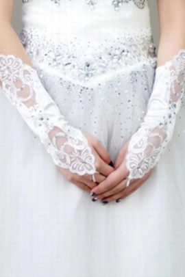 Adorable satin sequin blanc chic | gants de mariée modernes - photo 2