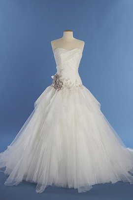 Robe de mariée romantique ruché de lotus en chute avec lacets