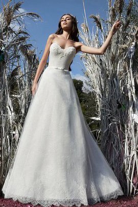 Robe de mariée simple manche nulle ceinture cordon avec décoration dentelle