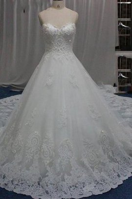 Robe de mariée en tissu pailleté sans dos cordon en satin de col en cœur