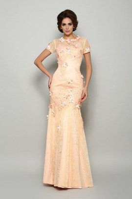 Robe mère de mariée naturel longue encolure ronde longueur au niveau de sol en satin