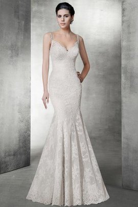 Robe de mariée sexy naturel en dentelle avec sans manches de traîne moyenne