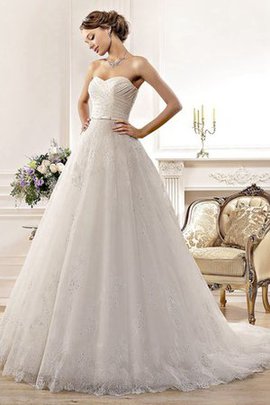 Robe de mariée cordon a-ligne manche nulle entrecroisé en dentelle