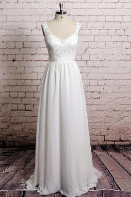 Robe de mariée v encolure jusqu'au sol a-ligne avec sans manches de lotus