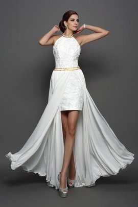 Robe de mariée longue avec zip ligne a avec décoration dentelle de traîne mi-longue