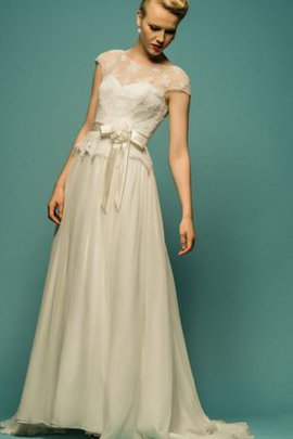 Robe de mariée humble naturel avec nœud textile en tulle avec manche courte