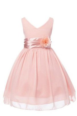 Robe de cortège enfant a-ligne v encolure avec fleurs avec sans manches