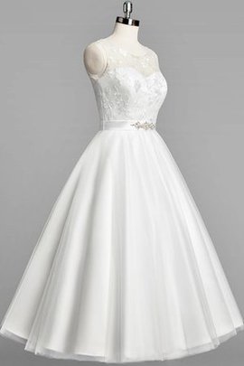 Robe de mariée plissage humble classique arrivée au mollet col u profond