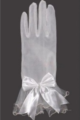 Brillant tulle avec bowknot blanc vintage | gants timeless mariée