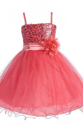 Robe de cortège enfant eclaté bref bandouliere spaghetti avec fleurs textile en tulle