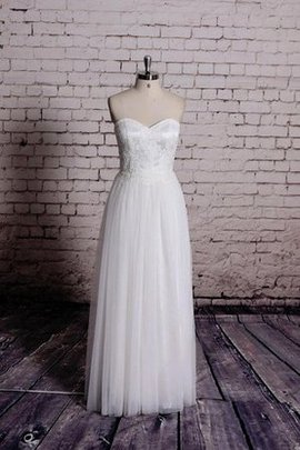 Robe de mariée textile en tulle avec zip col en forme de cœur manche nulle ligne a