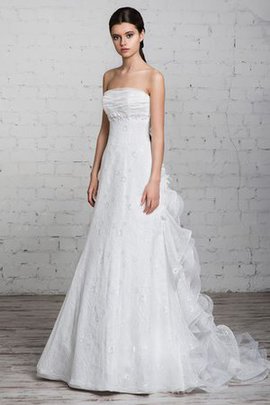 Robe de mariée cordon avec perle manche nulle a-ligne de lotus