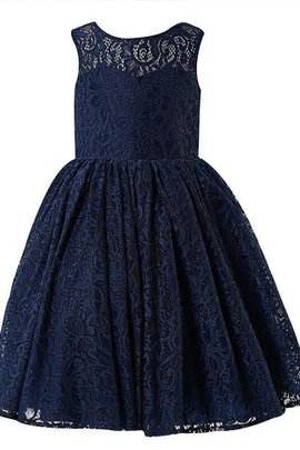 Robe de cortège enfant de princesse jusqu'au sol a-ligne manche nulle avec fleurs