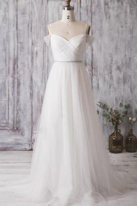 Robe de mariée naturel bandouliere spaghetti manche nulle avec perle entrecroisé