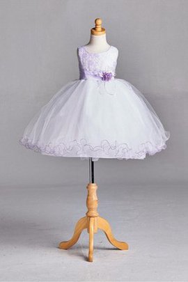 Robe de cortège enfant plissé naturel de lotus en tulle encolure ronde