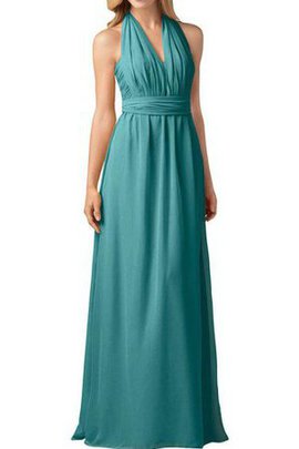 Robe demoiselle d'honneur avec chiffon fermeutre eclair jusqu'au sol a-ligne ruché