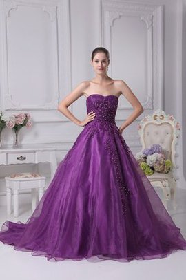 Robe de quinceanera de col en cœur avec perle avec lacets ruché a-ligne