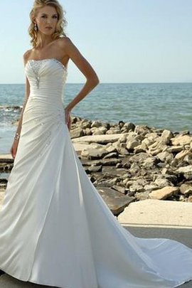 Robe de mariée eclaté avec perle de traîne moyenne de princesse manche nulle