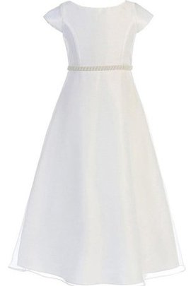 Robe de cortège enfant naturel ceinture avec ruban avec perle en tulle