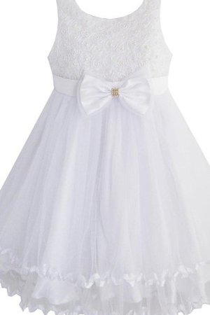 Robe de cortège enfant encolure ronde ligne a avec perle appliques avec nœud - photo 1