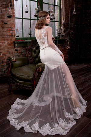 Robe de mariée nature naturel textile en tulle de traîne mi-longue de fourreau - photo 2