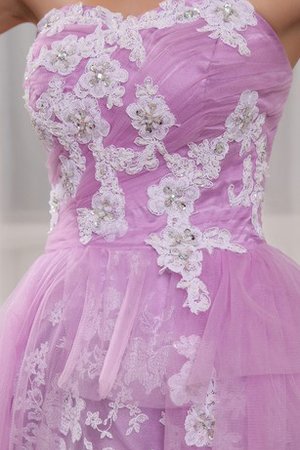 Robe de cocktail bref appliques fermeutre eclair en tulle ruchés longs - photo 2