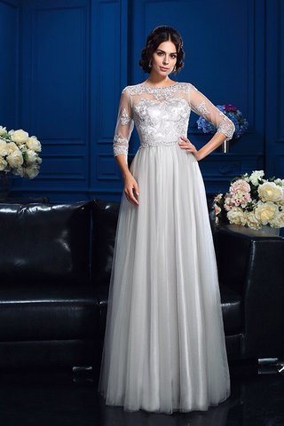 Robe mère de mariée longue encolure ronde jusqu'au sol fermeutre eclair appliques - photo 4