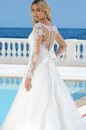 Robe de mariée col u profond appliques en dentelle de traîne courte avec perle - photo 2