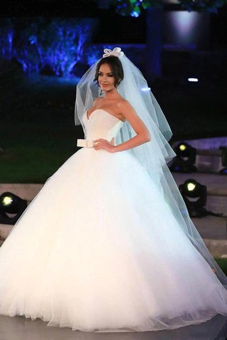 Robe de mariée naturel avec nœud à boucle manche nulle de mode de bal jusqu'au sol - photo 2