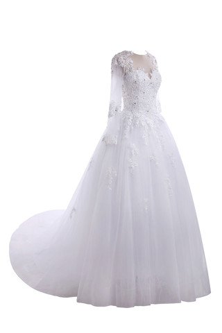 Robe de mariée chic versicolor longueur au niveau de sol avec perles satin extensible - photo 5