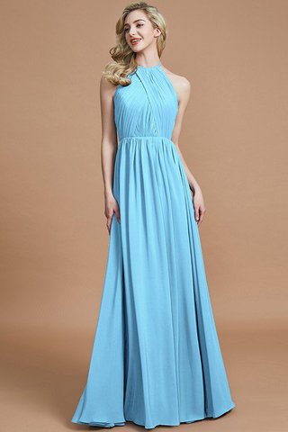 Robe demoiselle d'honneur naturel a-ligne col u profond en chiffon avec sans manches - photo 8