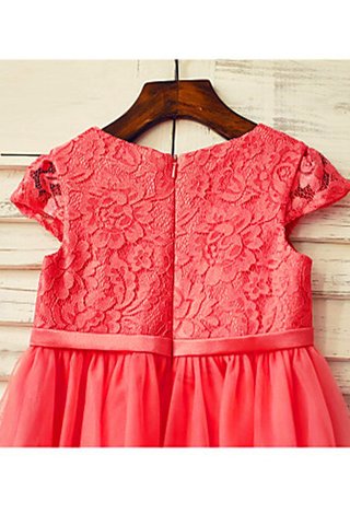 Robe de cortège enfant naturel longueur mollet textile en tulle avec zip avec fleurs - photo 4