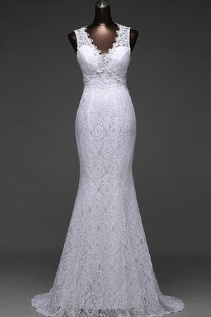 Robe de mariée de sirène dos nu avec lacets en dentelle manche nulle - photo 1