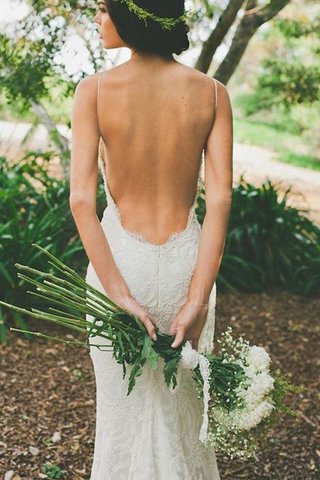 Robe de mariée de sirène de lotus de traîne courte unique sans dos - photo 2