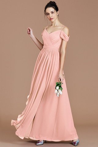 Robe demoiselle d'honneur naturel epaule nue en chiffon ruché avec sans manches - photo 27