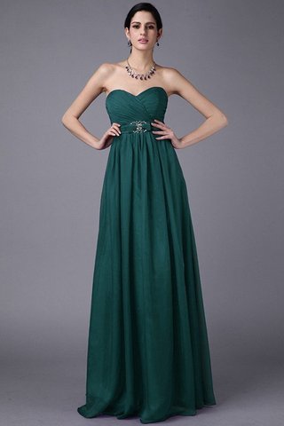 Robe demoiselle d'honneur longue naturel en chiffon jusqu'au sol avec perle - photo 10