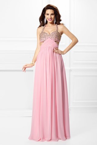 Robe de soirée naturel grandes bretelles ligne a avec sans manches en chiffon - photo 1