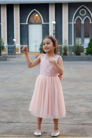 Robe de cortège enfant naturel en tulle ligne a avec nœud col ras du cou - photo 2