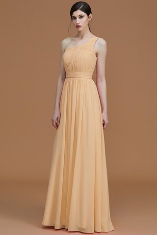 Robe demoiselle d'honneur naturel avec sans manches ligne a ruché d'épaule asymétrique - photo 18