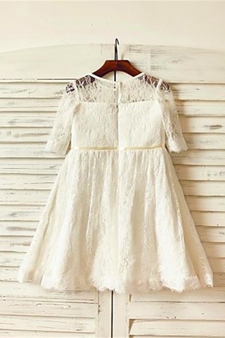 Robe de cortège enfant naturel avec zip encolure ronde avec décoration dentelle ligne a - photo 3