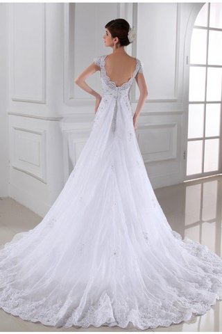 Robe de mariée longue avec zip manche nulle en organza avec perle - photo 2