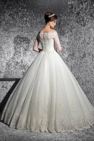 Robe de mariée distinguee intemporel plissé epaule nue avec manche longue - photo 1