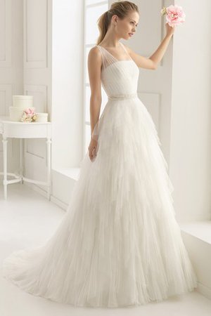 Robe de mariée luxueux simple avec zip avec perle bandouliere spaghetti - photo 1