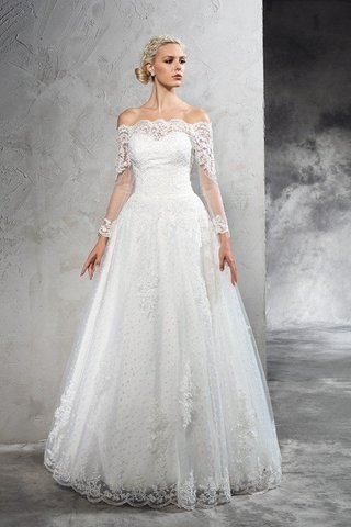 Robe de mariée longue naturel avec manche longue fermeutre eclair longueur au ras du sol - photo 1